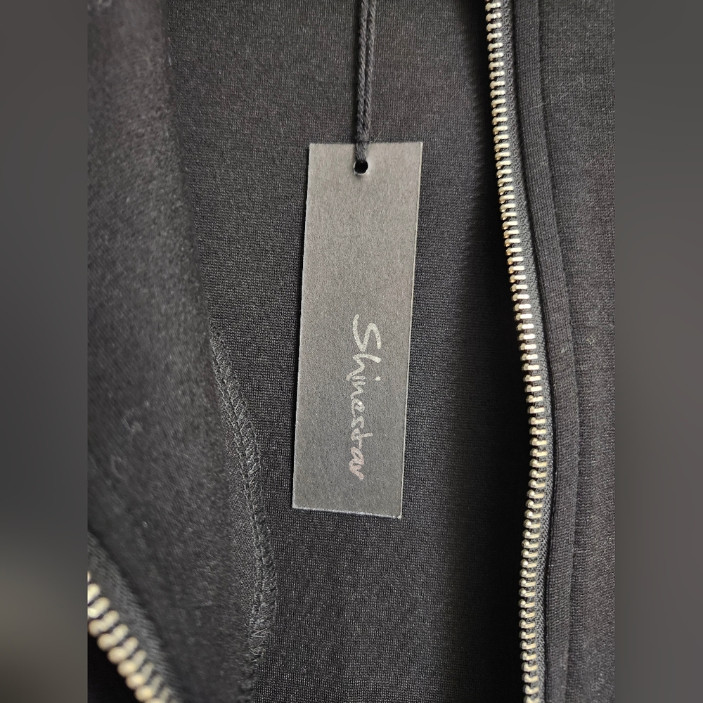 Bnwt, Elegant Black Off Centered Zip-Front Dress. - Picture 4 of 10